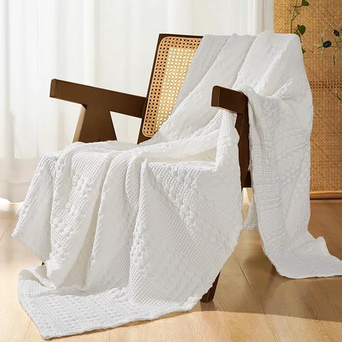 Innovative PHF Cotton Waffle Weave Throw Blanket Soft Lightweight Breathable Cozy Throws for Couch Bed Sofa Luxury Aesthetic Blanket Gift for Home Decor amp Office 50 quot x60 quot White Trendy