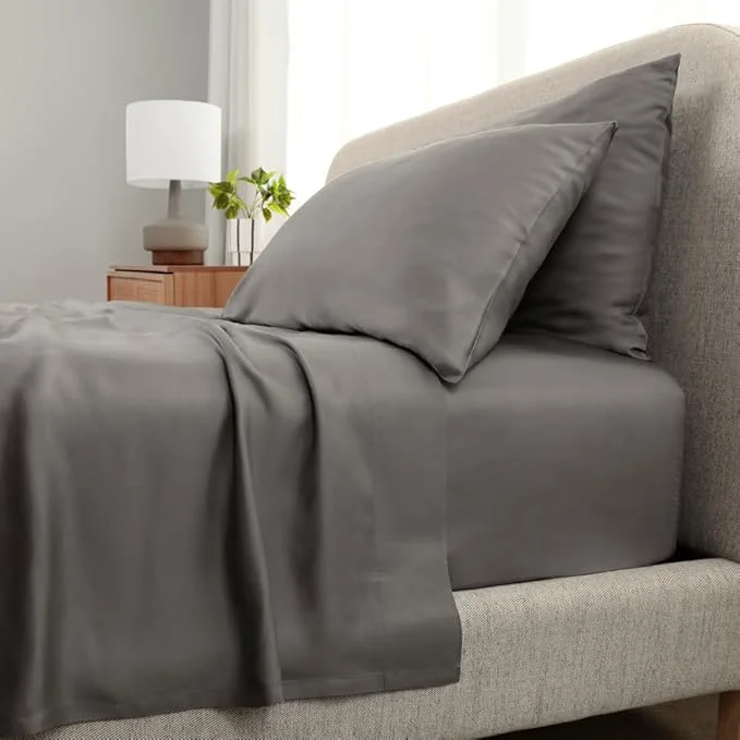 Safe Cariloha Aloha Soft 4-Piece Sheet Set Shade Gray King Made from Viscose derived from Bamboo Introductory Sheet Line Excellent