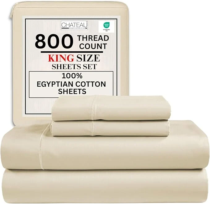 Expertly Made King Sheets Deep Pocket King Sheet Set Cotton Bed Sheets 800TC 4PC Sateen Weave Luxury Bedding Sheet amp Pillowcase Sets Soft amp Comfy Naturally Cool No Pill Machine Washable - Ivory Trusted