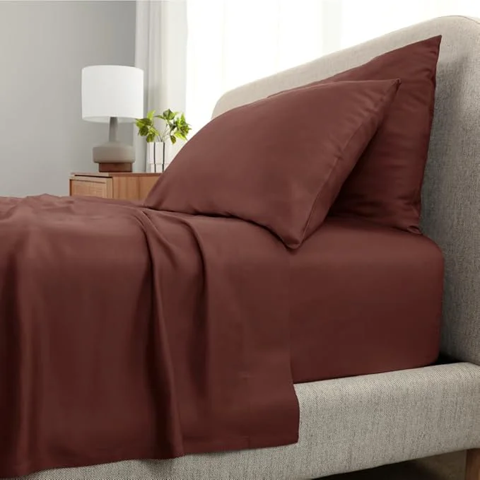 Natural Cariloha Aloha Soft 4-Piece Sheet Set Maroon Sunset King Made from Viscose derived from Bamboo Introductory Sheet Line Selected