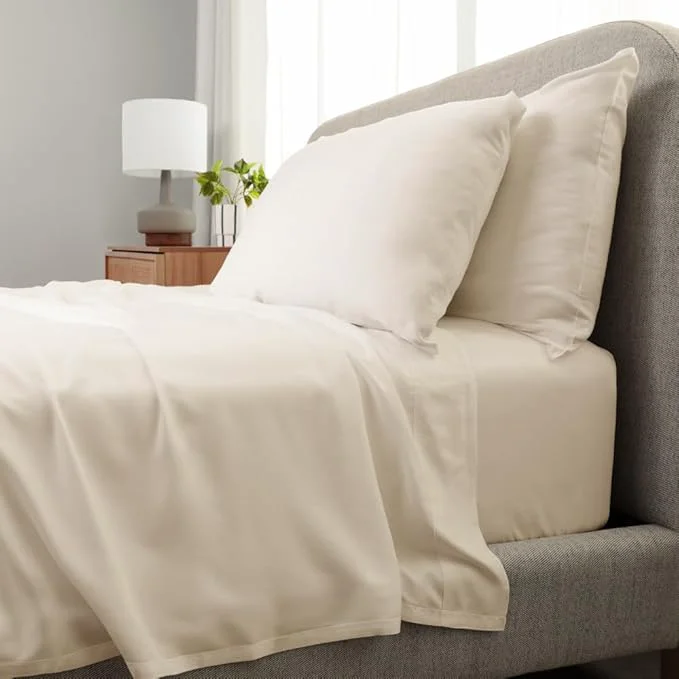 Sophisticated Cariloha Aloha Soft 4-Piece Sheet Set Natural Split King Made from Viscose derived from Bamboo Introductory Sheet Line Carefully Designed