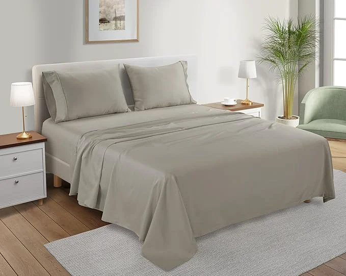 Trusted Cotton Sheets King Size Sheets Set 15 quot Deep Pocket King Sheet Set Soft Sateen Weave Luxury Hotel Sheets Naturally Cool Long Staple Organic Cotton No Pilling amp Shrink - Silver High-End