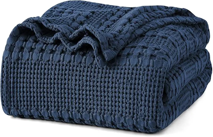 Solid PHF Cotton Waffle Weave Blanket Twin Size for Bed Soft Lightweight amp Breathable for Spring and Summer All-Season Comfort Luxury Aesthetic Blanket for Home Decor 66 quot x90 quot Blue Sapphire Healthy