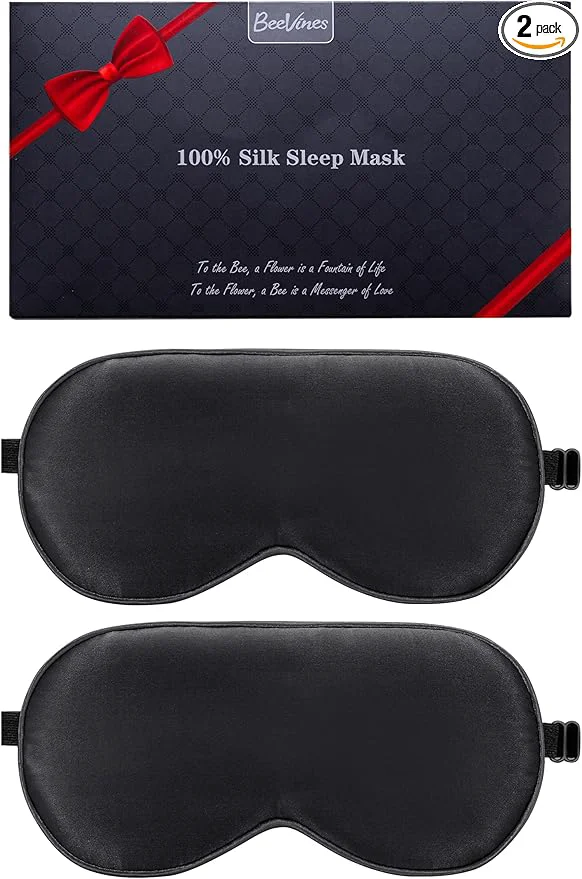 Modern BeeVines Sleep Mask 2 Pack Natural Silk Eye Masks High-Grade