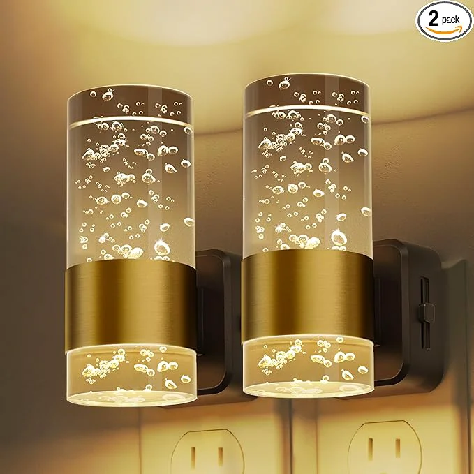 Classic L LOHAS LED Night Lights Plug into Wall 2 Pack Acrylic Night Light Dimmable High-End