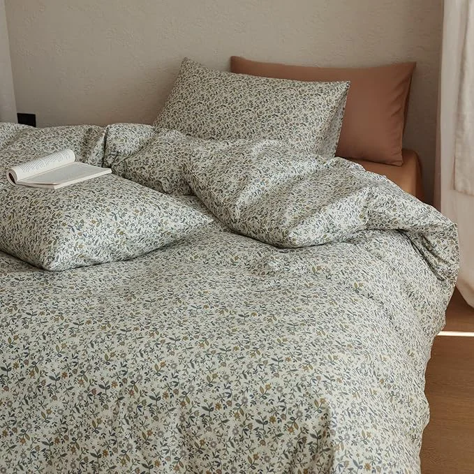 High-Quality Floral King Comforter Sets Lightweight Girls Bedding Set Down Boho Cotton Cozy Bedding Comforter Sets Cute Fluffy Soft All Season Bed Comforter with 2 Pillowcases Natural