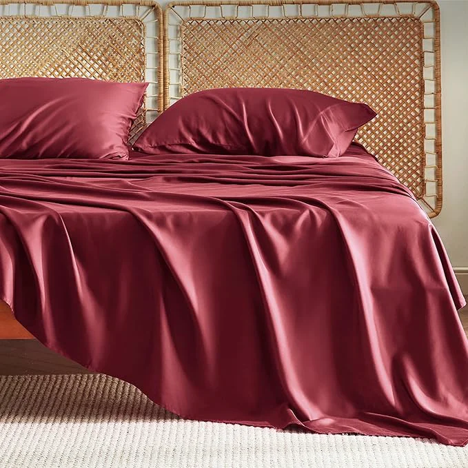 High-Performance Bedsure King Size Sheets Set Cooling Sheets for Hot Sleepers Rayon Derived from Bamboo PureWoven Breathable amp Soft Deep Pocket Up to 16 Inches Hotel Luxury Silky Bedding Burgundy Versatile