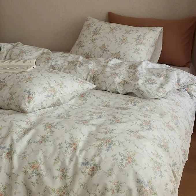Clean Floral Comforter Full Size Fluffy Boho Bedding Set Soft Cotton Down Girls Bedding Comforter Sets Cozy Lightweight Cute All Season Bed Comforter with 2 Pillowcases Exceptional
