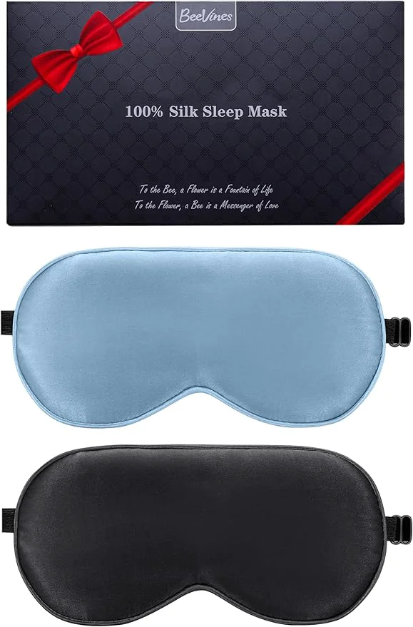 Prestigious BeeVines Mulberry Silk 2 Pack Sleep Mask Pure Silk Eye Masks Premium