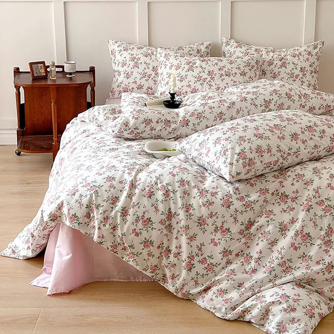Fast VM VOUGEMARKET Gilr 39 s Comforter Set Twin XL Pink Flower Bedding Comforter with 2 Pillowcases All Season Use Fluffy Soft amp Lightweight Cottagecore Comforter Set for Teen Girls 68 quot x90 quot Eco-Friendly