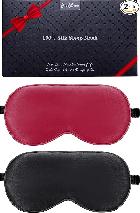 Proven BeeVines Mulberry Silk 2 Pack Sleep Mask Pure Silk Eye Masks Next-Generation
