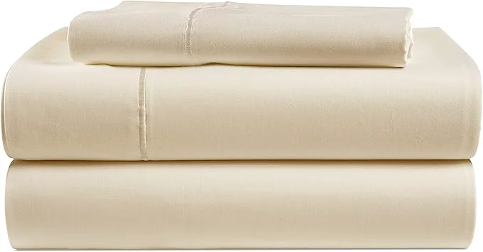 Powerful LANE LINEN Egyptian Cotton Twin Bed Sheets Eco Friendly No Pill Naturally Cooling Sheets Soft amp Comfy Sateen Weave for Silky Smooth Finish Available in Variety of Color - Ivory Fine