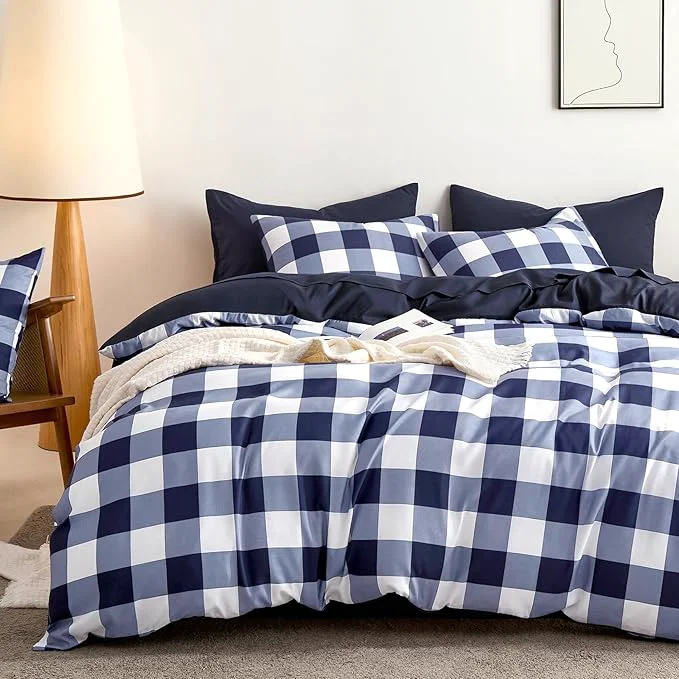 Optimized Wake In Cloud - Gingham Comforter Set Plaid Buffalo Check Checkered Cottagecore Cute Geometric Soft Lightweight Bedding 3 Pieces Navy Blue White Twin Twin XL Size Next-Generation