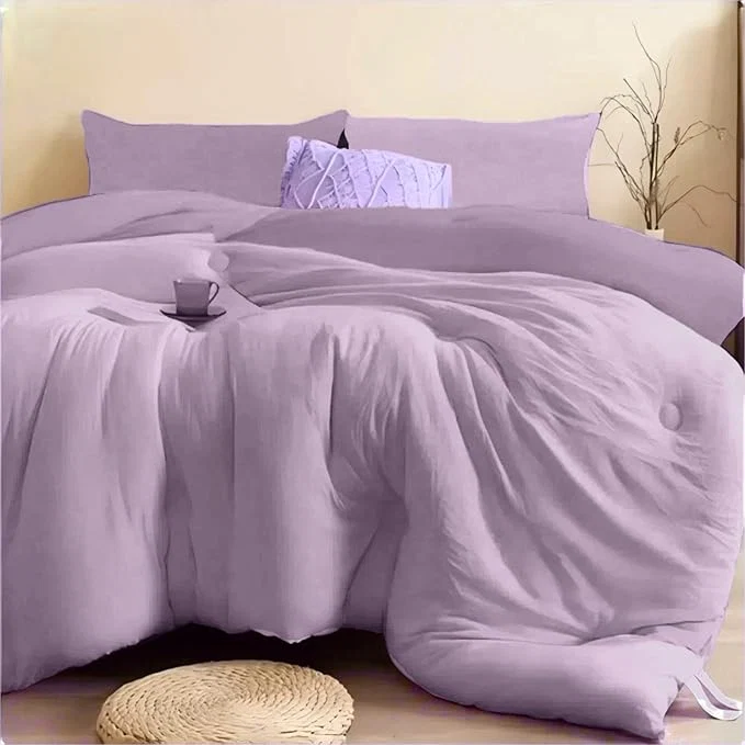 Detailed SDIII 3PCS Purple Comforter Set Full with 2 Pillowcases Brushed Microfiber Lightweight Lavender Purple Comforter Full Soft Bedding All Season First-Class