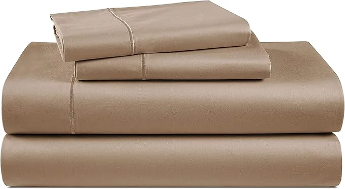 Solid LANE LINEN Egyptian Cotton Full Size Bed Sheets Machine Washable Naturally Temperature regulating Sustaibable No Pill Fade Resistant Full Size Sheets Set Cotton - Taupe Efficient