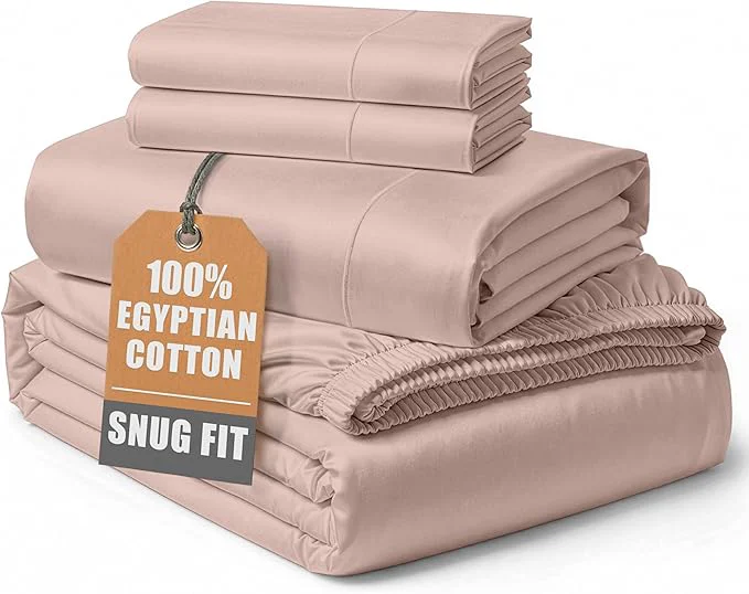 Professional Egyptian Cotton King Bed Sheets – Silky Sateen Weave for All Season Comfort 15 quot Deep Pocket King Sheets Set OEKO-TEX Machine Washable Soft Durable Hotel Comfort at Home - Sepia Rose Efficient