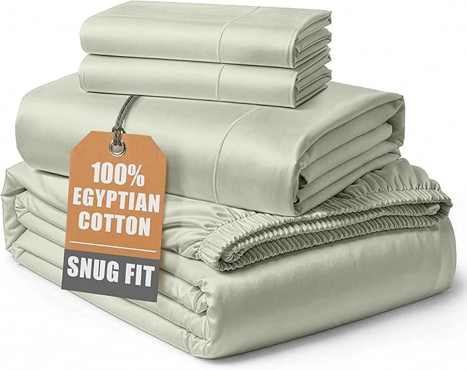 Healthy Egyptian Cotton Queen Bed Sheet Set – 4 Piece Queen Sheets Set Breathable amp Fade Resistant Silky Sateen Weave for Winter Comfort Ultra-Soft Hotel Luxury Bedding with 15 quot Deep Pocket - Mineral Reliable