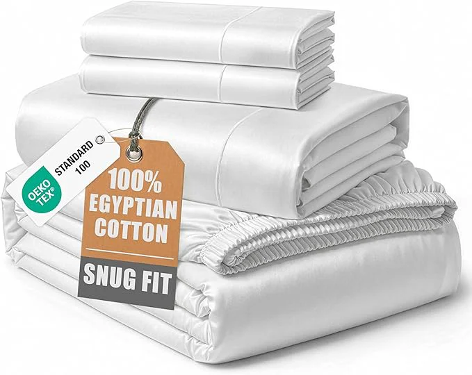 Unique LANE LINEN Egyptian Cotton California King Sheet Sets Soft amp Comfy Luxury Hotel Like Thick Fully Elasticized Bed Sheets No Pill Fade Resistant Oeko Tex Certfied Cal King Sheets - White High-End