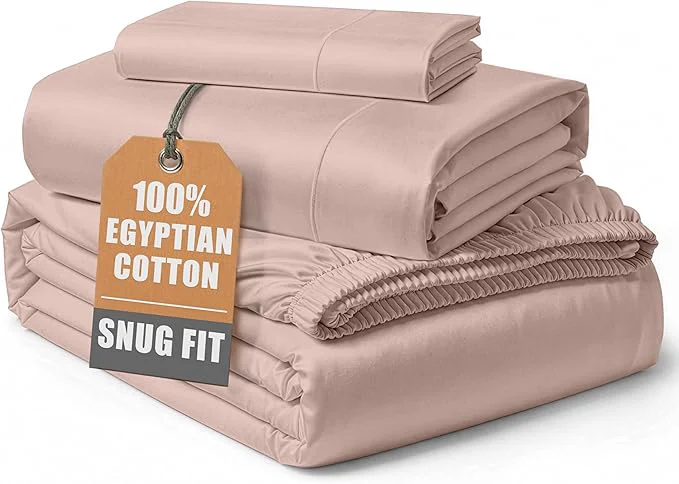 Reliable LANE LINEN Luxury Egyptian Cotton Bed Sheets Twin Size Fully Elasticized Reinforced 15 Inch Extra Deep Pocket Twin Sheets Soft amp Comfy Sateen Weave for Silky Finish - Sepia Rose Original