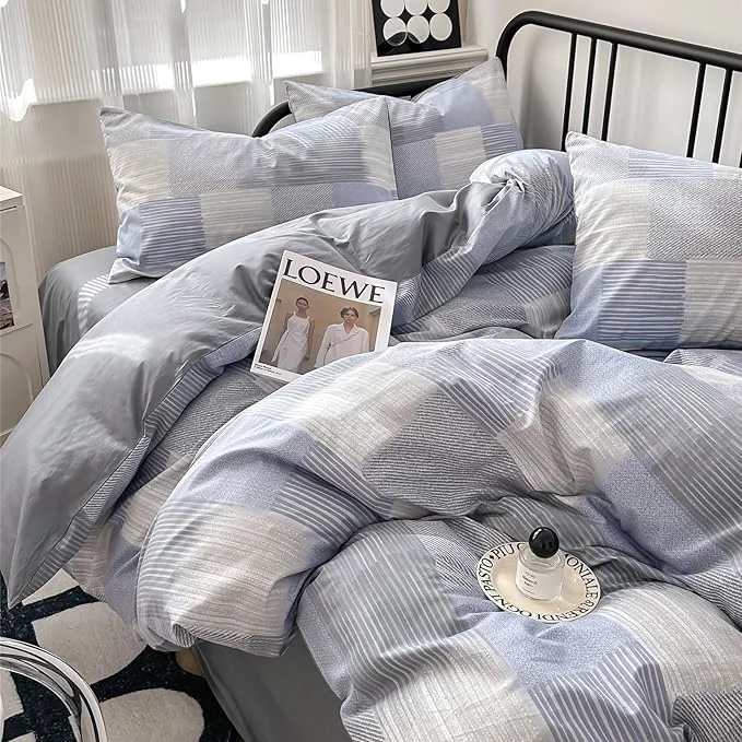 Secure HighBuy Boho Grid Comforter Set Twin XL Size Buffalo Plaid Bedding Comforter Set 3 Pieces Checkered Stripe Patchwork Comforter Bedding Set 1 Grid Comforter 2 Pillowcases Modern Chic Style Detailed