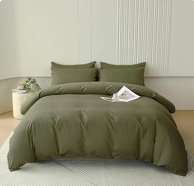 Artisan Houseri Army Green Comforter Set Queen Olive Green Bedding Sets Dark Green Comforter Queen Size Teen Boys Solid Green Comforter Queen Men Comfy Soft Dark Color Military Green Dorm Bedding Queen 3 Pcs Efficient