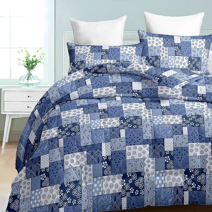 Original Design HighBuy Vintage Jacquard Comforter Sets Full Size Dark Blue Geometric Medallion Bedding Sets 3 PC Modern Comforters Fluffy with 2 Pillowcases for Full Bed Chic Fluffy Hotel Comforter Set Efficient