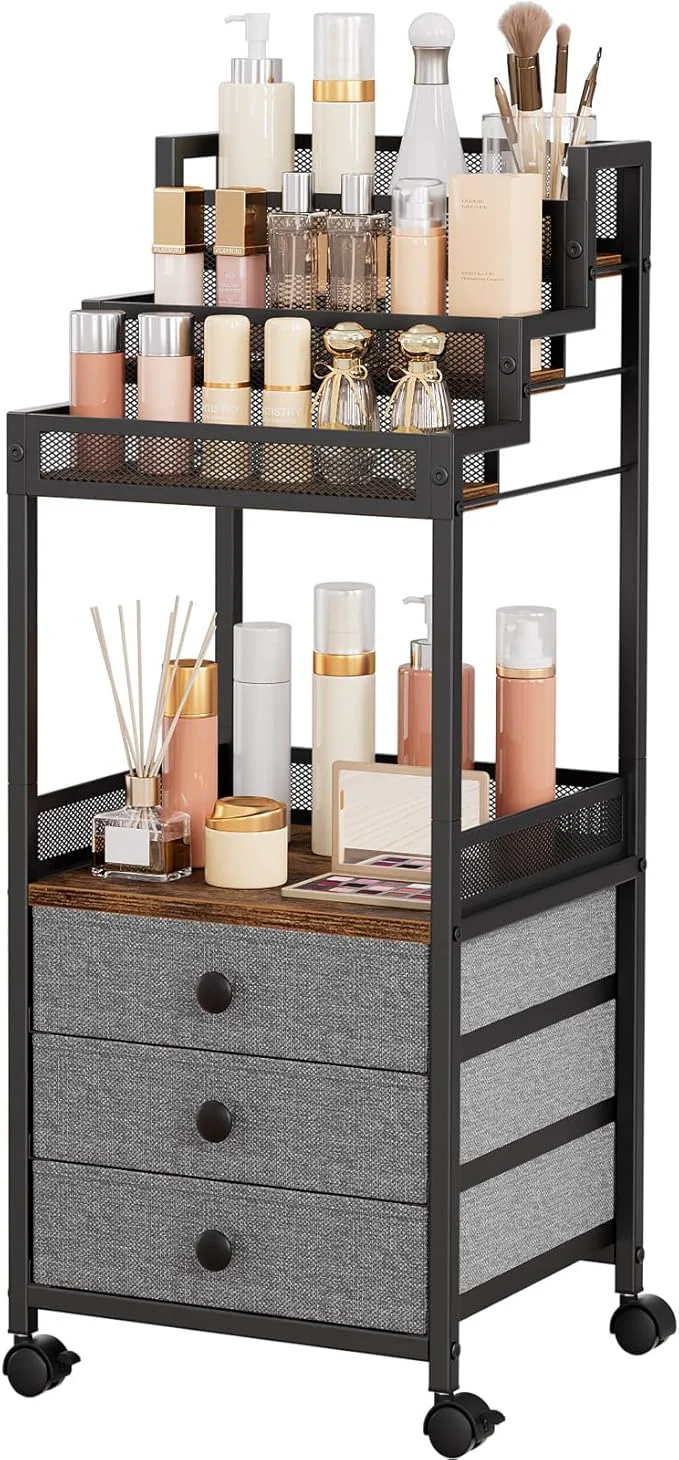 Premium Material Display Riser Stand Perfume Cologne Organizer 13in Rolling Makeup Storage Cart Quality