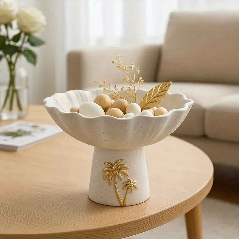 Minimalist Decorative Tray - Painted Coconut Trees Wooden Large High-Quality