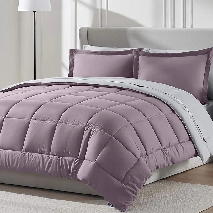Trusted Nestl 7 Piece King Comforter Set – Dusty Purple Reversible Bed in a Bag – Complete King Size Bedding Set with Sheets Pillowcases and Shams Consistent