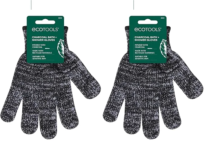 Natural EcoTools Charcoal Bath Shower Gloves Exfoliating Gloves Remove Dead Skin High-Quality
