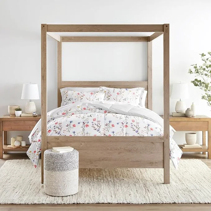 Original Design LINENS amp HUTCH Comforter Set Patterned Microfiber All Season Down- Ultra Soft Bedding in Meadow Floral Stripe - Twin TwinXL Meadow Floral Stripe Pink Enhanced