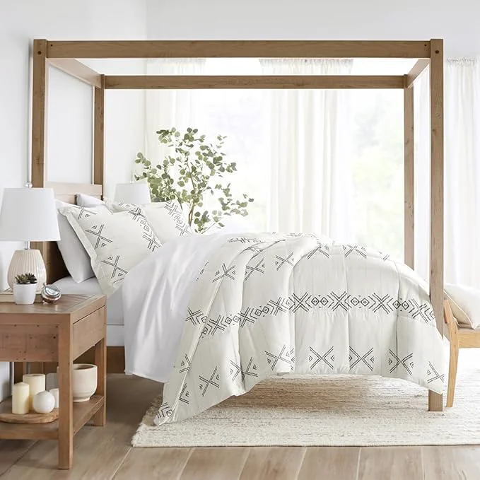 Original Design LINENS amp HUTCH Comforter Set Patterned Microfiber All Season Down- Ultra Soft Bedding in Urban Stitch - Full Queen Urban Stitch Gray Crafted