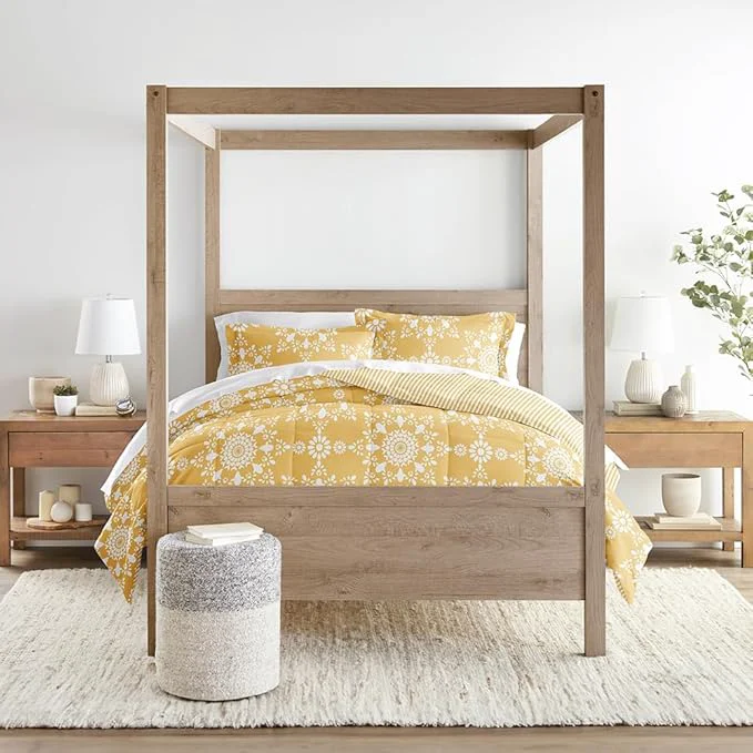 Premium Material LINENS amp HUTCH Comforter Set Patterned Microfiber All Season Down- Ultra Soft Bedding in Daisy Medallion - Full Queen Daisy Medallion Yellow Safe