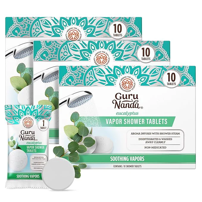 Solid GuruNanda Eucalyptus Vapor Shower Tablets Clean-Dissolving Aromatherapy Shower Next-Generation