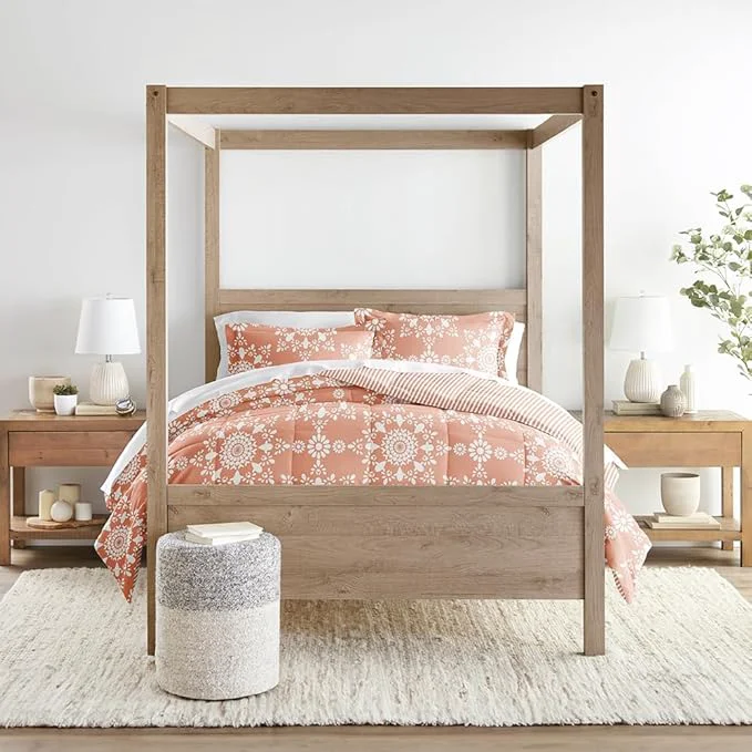 Convenient LINENS amp HUTCH Comforter Set Patterned Microfiber All Season Down- Ultra Soft Bedding in Daisy Medallion - King Cal-King Daisy Medallion Clay Smooth