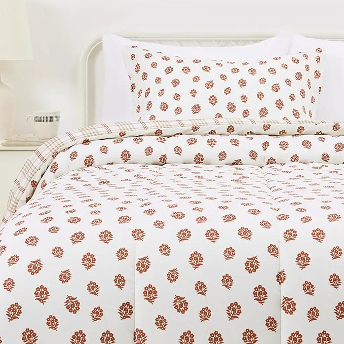 Authentic Amazon Basics Lightweight Microfiber Comforter Sets 2-Pieces Off White Floral Twin Twin XL Carefully Designed