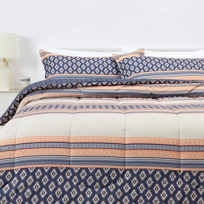 Modern Amazon Basics Lightweight Microfiber Comforter Set 3-Piece Gray Geometrics King Clean