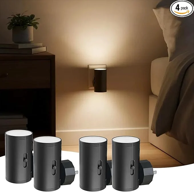 Expertly Made TSEXES 4 Pack LED Night Light Plug in Dusk to Dawn Sensor 5-300LM Adjustable Smooth