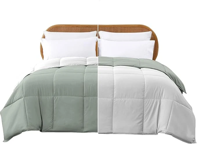 Trendy Modern Threads Down Reversible Comforter White Gray Twin Lightweight