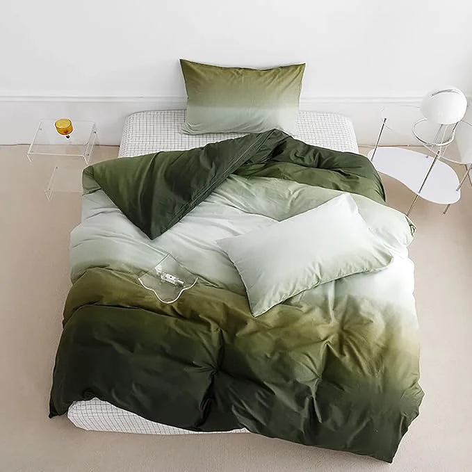 High-Performance Cottonight Gradient Army Green Comforter Set King Dark Green Bedding Comforter Set Gradient Grey and Green Blanket Quilts Modern Soft Breathable Aesthetic Green Bedding Set for Women Men Outstanding