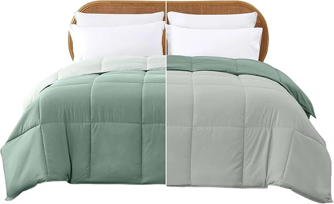 Original Modern Threads Down Reversible Comforter Ivory Sage Green Queen Optimized