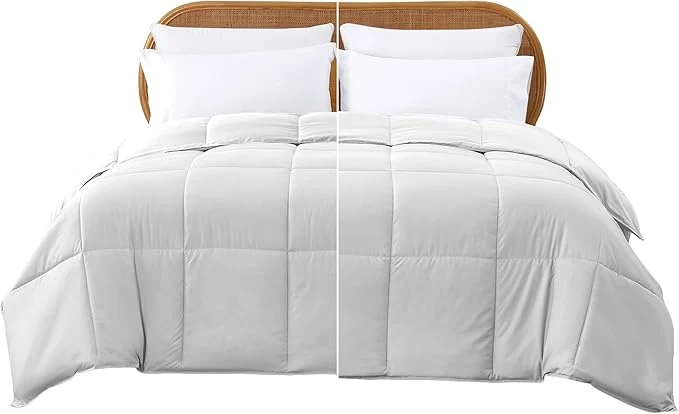 Eco-Friendly Modern Threads Down Reversible Comforter White White Queen Smooth