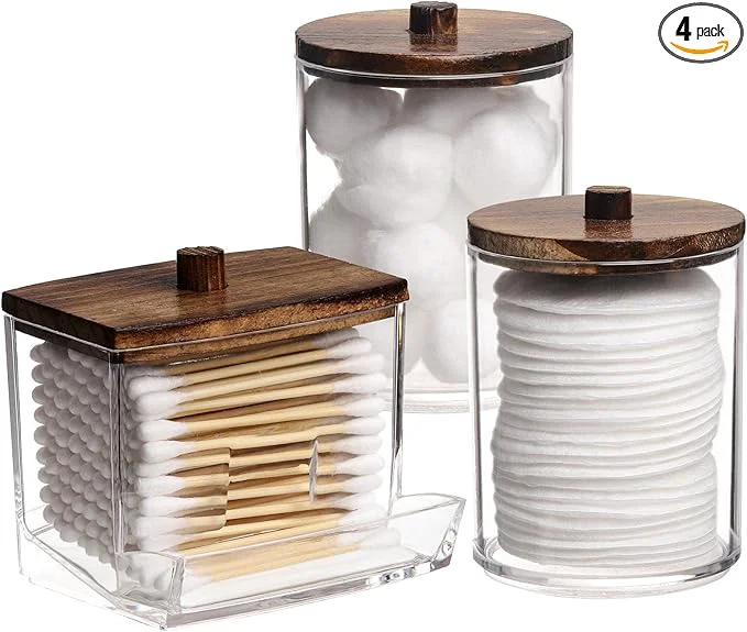 High-End Tmax Qtips Holder Bathroom Container 10 OZ Cotton Ball Swabs Dispenser Practical