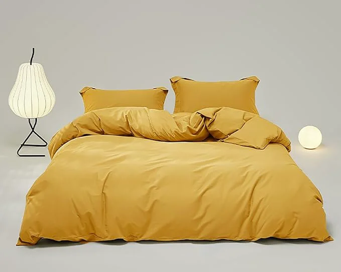 Reusable Houseri Mustard Yellow Comforter Set King Dark Yellow Comforter Bedding Sets for Women Girls Mustard Comforter Ginger Quilt King Size Blanket Boys Men Deep Yellow Bedding Comforters Sets King Authentic