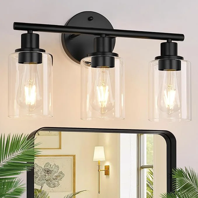 Unique Zarbitta 3-Light Bathroom Light Fixtures 17.23 Black Modern Vanity Lights Carefully Designed