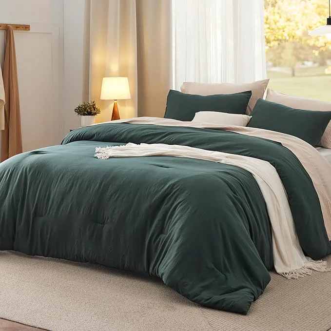 Long-Lasting Bedsure Full Comforter Set Forest Green Soft Prewashed Bedding for All Seasons 3 Pieces GentleSoft™ Bed Set 1 Lightweight Comforter 82 quot x86 quot and 2 Pillowcases 20 quot x26 quot Relaxed