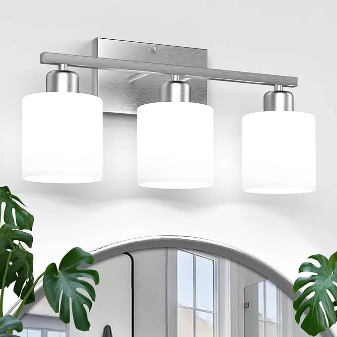 Breathable Bathroom Light Fixtures Over Mirror Brushed Nickel Rustproof 3-Light Bathroom Smart