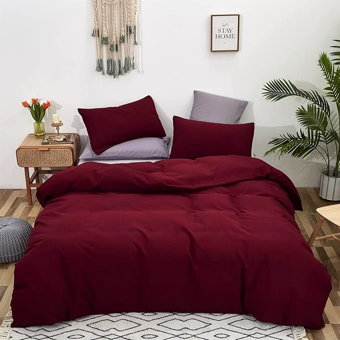 Durable Cottonight Burgundy Comforter Cal King Claret Wine Red Bedding Comforter Set California King Women Dark Red Comforter Cotton Blanket Quilt Breathable Chic Modern Solid Comforter Set Unique
