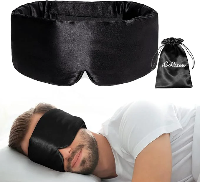 Casual Natural Silk Eye Mask for Women Men Soft Pressureless Cooling Blackout Fast