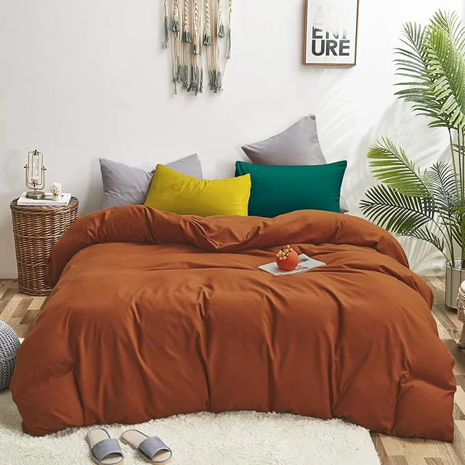 Environmentally Friendly Cottonight Burnt Orange Comforter Set King Caramel Bedding Comforter Rust Soft Breathable Cotton Reddish Terracotta Blanket Quilts for Women Men King Bed Innovative